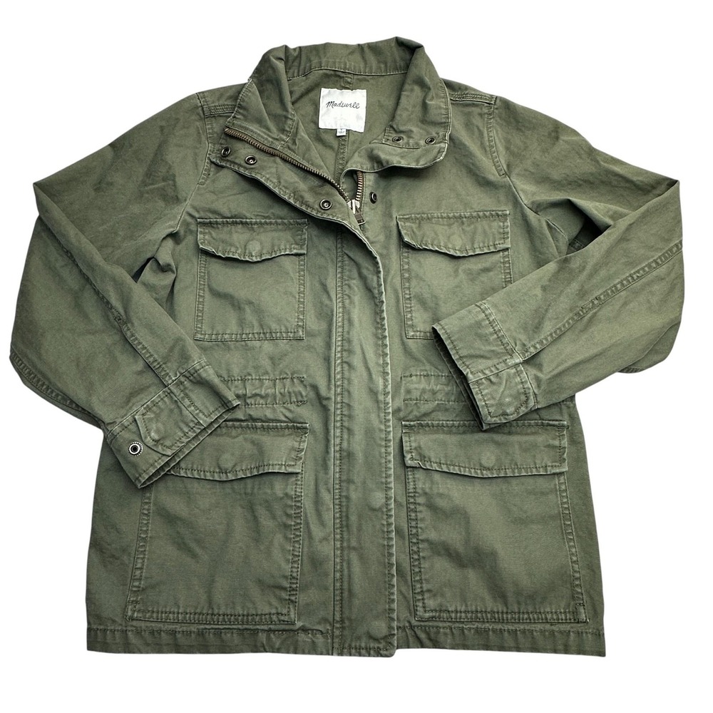 Madewell Jacket Womens Small Olive Green Utility Military Field Twill H4087